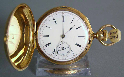 Appraisal: K yellow gold chronograph pocket watch with sweep second hand