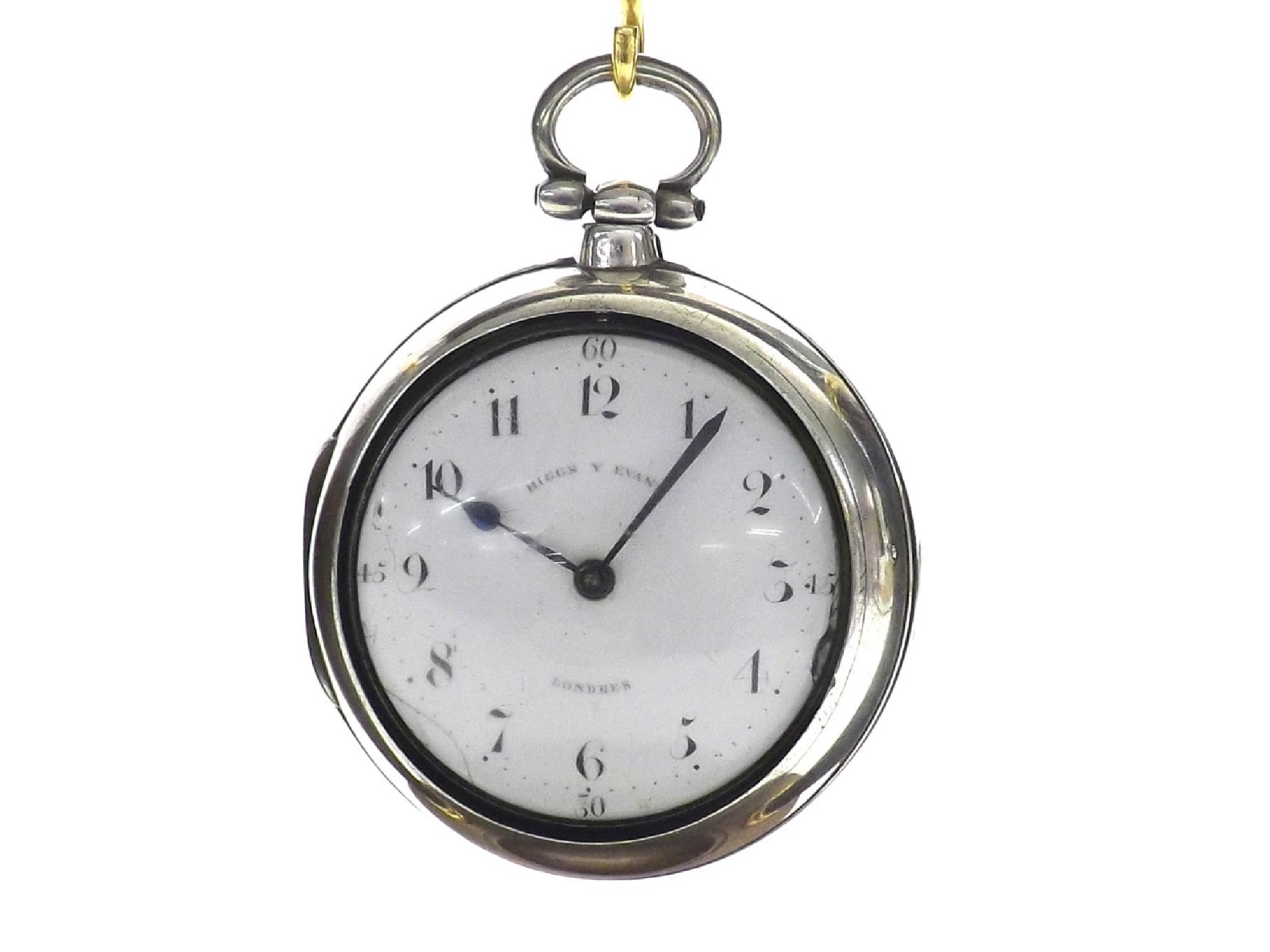 Appraisal: th century silver pair cased verge pocket watch London the