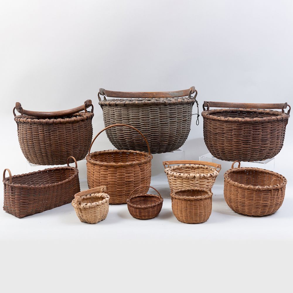 Appraisal: Group of Five Baskets with Swing Bale Handles Three New