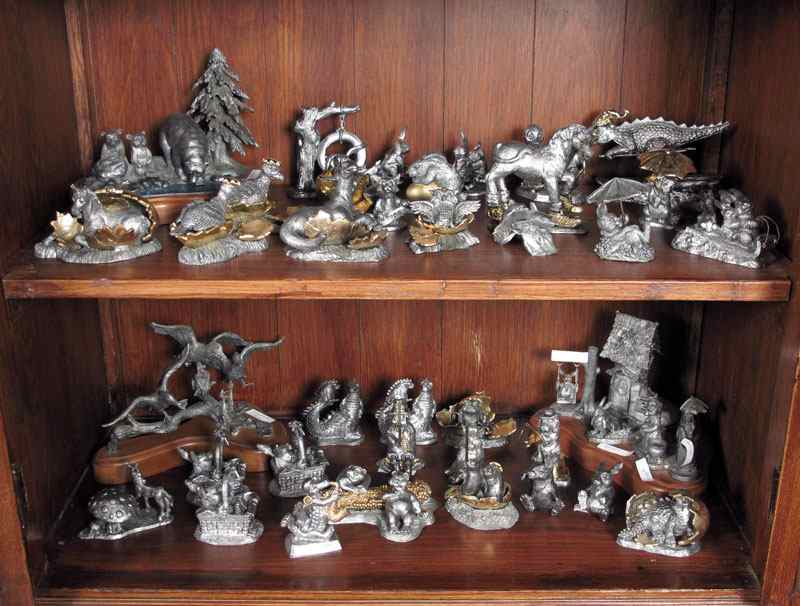 Appraisal: MICHAEL RICKER PEWTER ANIMAL PEWTER FIGURINES Approx piece to include