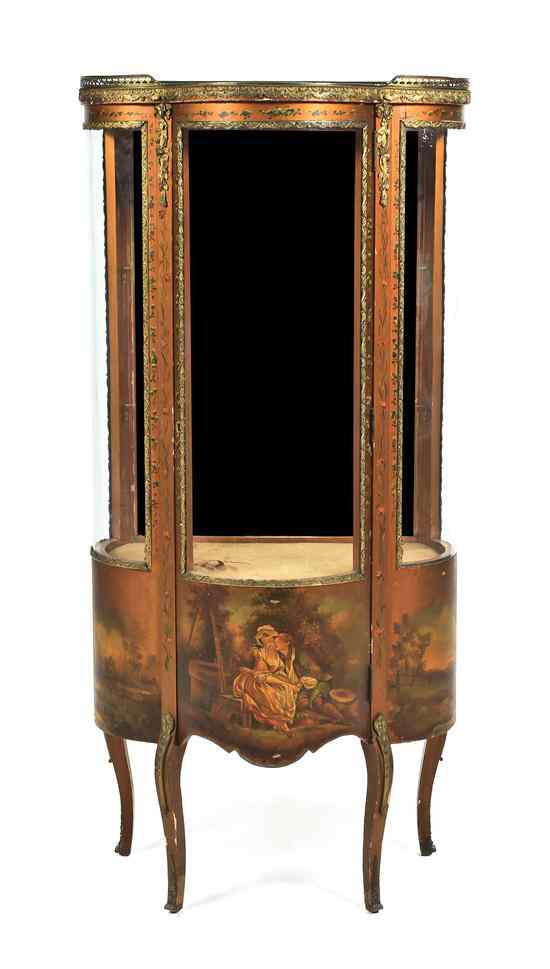 Appraisal: A Continental Gilt Metal Mounted and Vernis Martin Decorated Vitrine