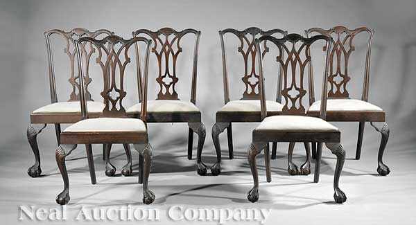 Appraisal: A Set of Eight Antique Georgian-Style Carved Mahogany Dining Chairs