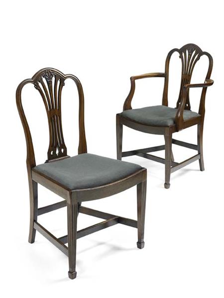 Appraisal: A set of eight early th century mahogany dining chairs