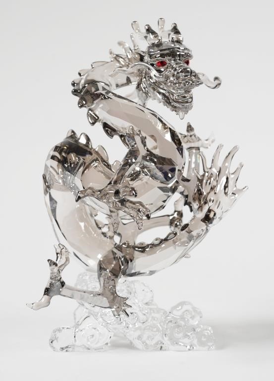 Appraisal: Swarovski crystal Chinese dragon with red eyes SCS Jubilee Edition