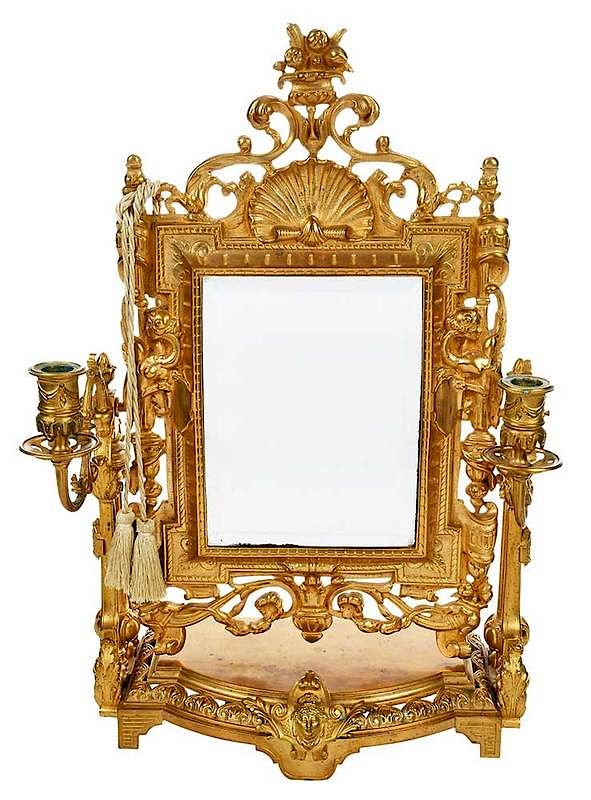 Appraisal: Aesthetic Movement Gilt Bronze Mirror French late th century psych