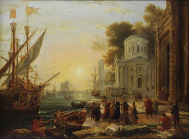 Appraisal: Old Master Oil on Canvas Italian Harbor Scene Initialed G