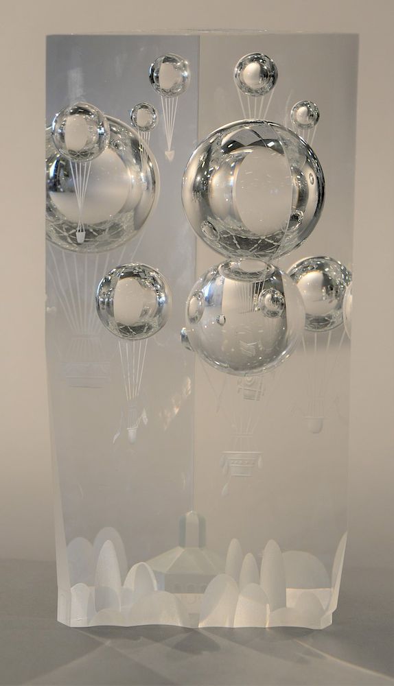 Appraisal: Bernard Xwolff Steuben Balloon Rally glass sculpture depicting hot air