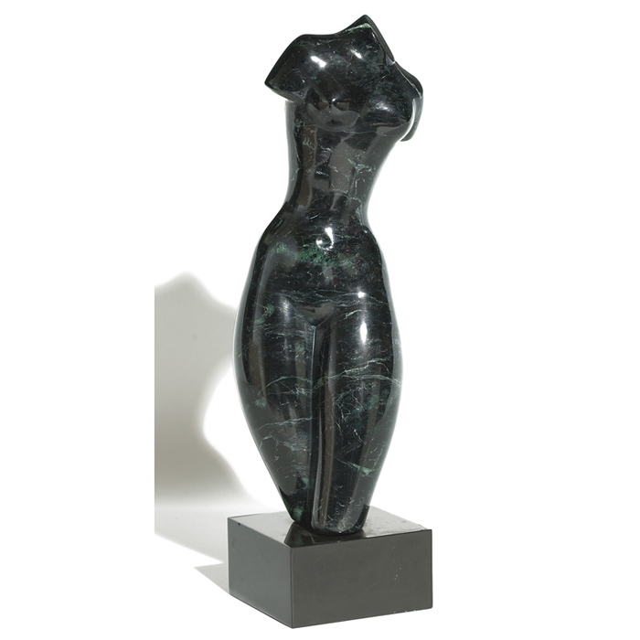 Appraisal: Michael Barkin sculpture nude form of carved black marble with