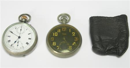 Appraisal: A Military issue Rolex pocket watch white metal case engraved