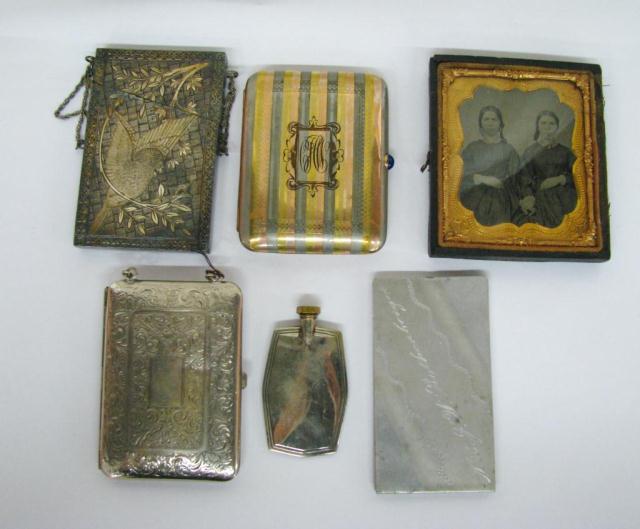 Appraisal: Group of Victorian accessories card holders daguerreotype one embossed German