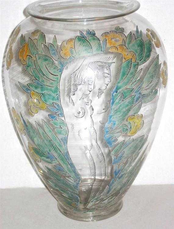 Appraisal: JULIETTE PORTO MATTHEY VASE Gen ve vers Verre peint De