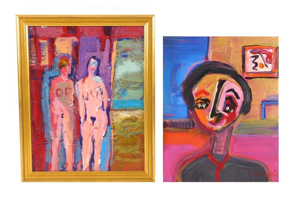 Appraisal: Juan Guzman-Maldonado American Chile b two colorful portraits both acrylic