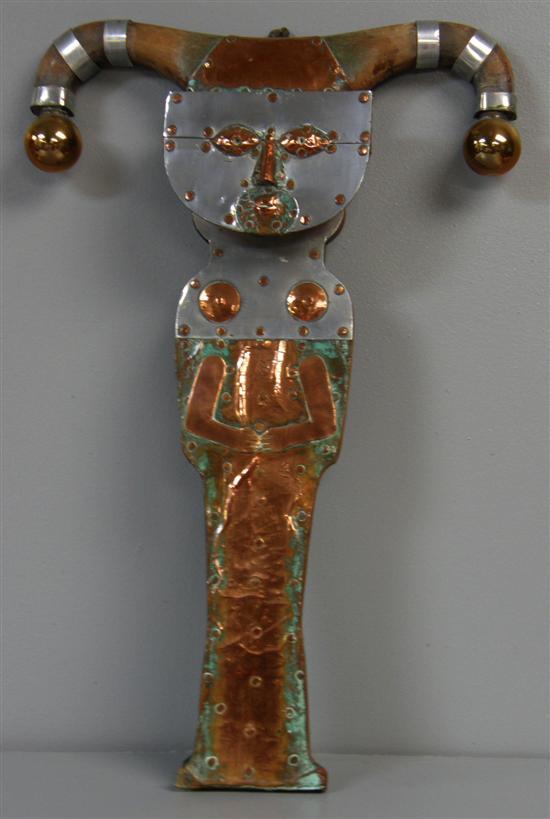 Appraisal: North American figure of a jester modelled from fruitwood copper