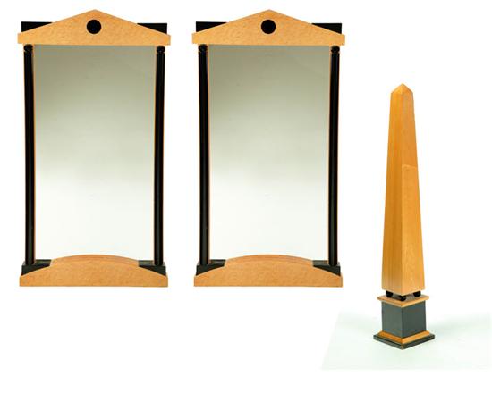 Appraisal: BIEDERMEIER-STYLE OBELISK AND TWO MIRRORS American or European th century