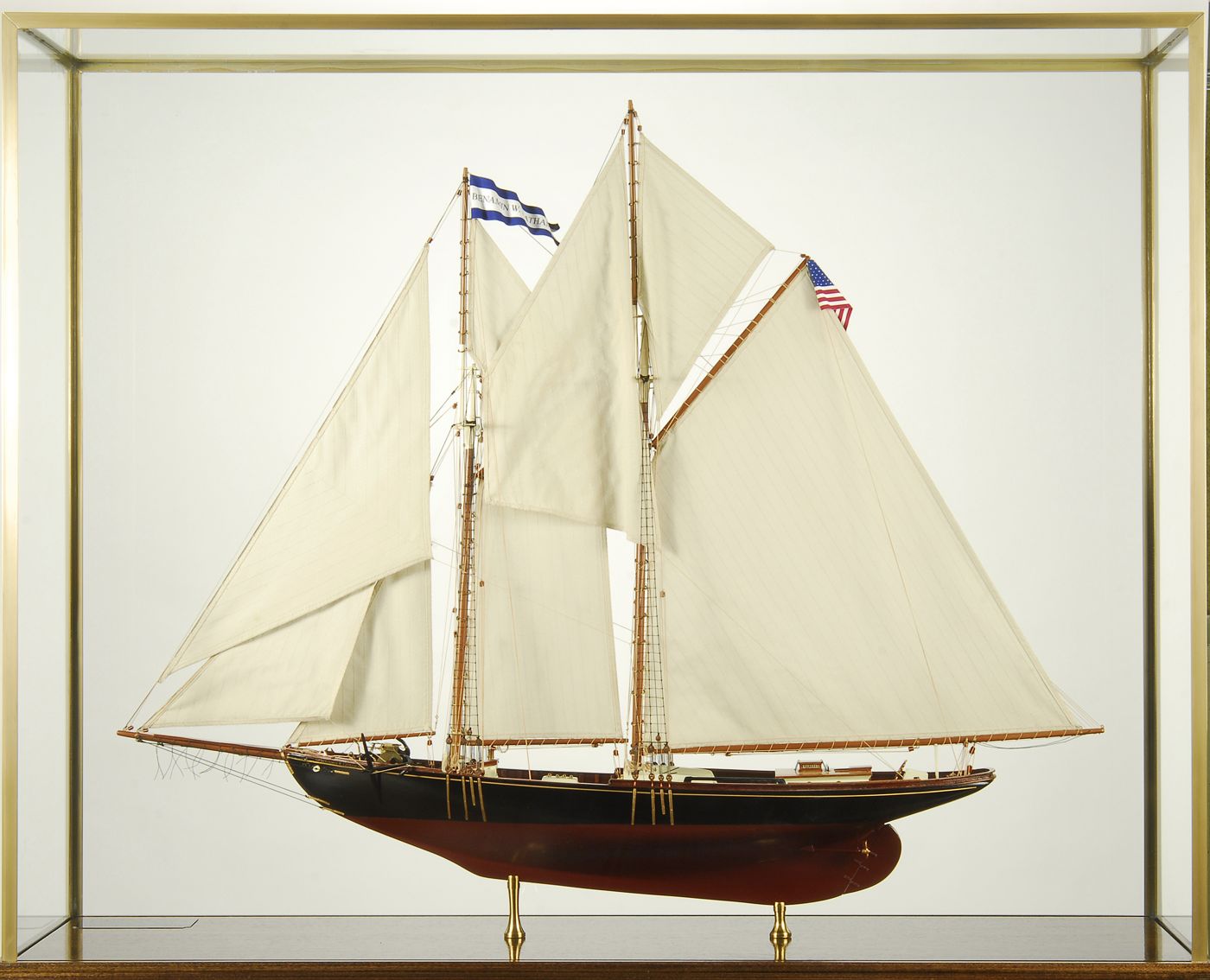 Appraisal: CASED MODEL OF THE SCHOONER YACHT BENJAMIN W LATHAMWith planked