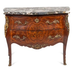 Appraisal: A Louis XV Style Gilt Bronze Mounted Marquetry Bombe Commode