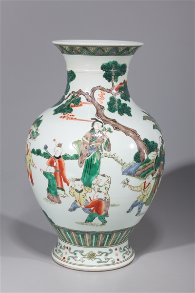 Appraisal: Chinese enameled porcelain famille verte vase with women and children