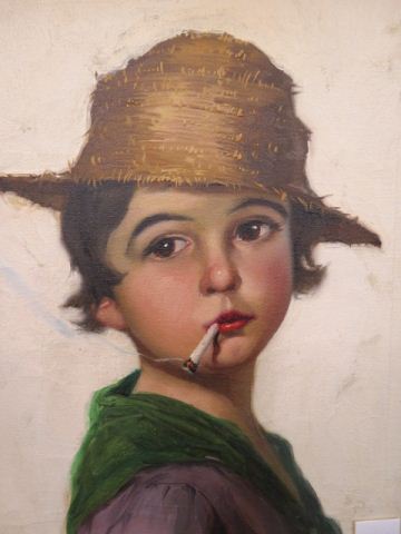 Appraisal: Robert Jellinek oil Neopolitan Boy young boy with cigarette hat