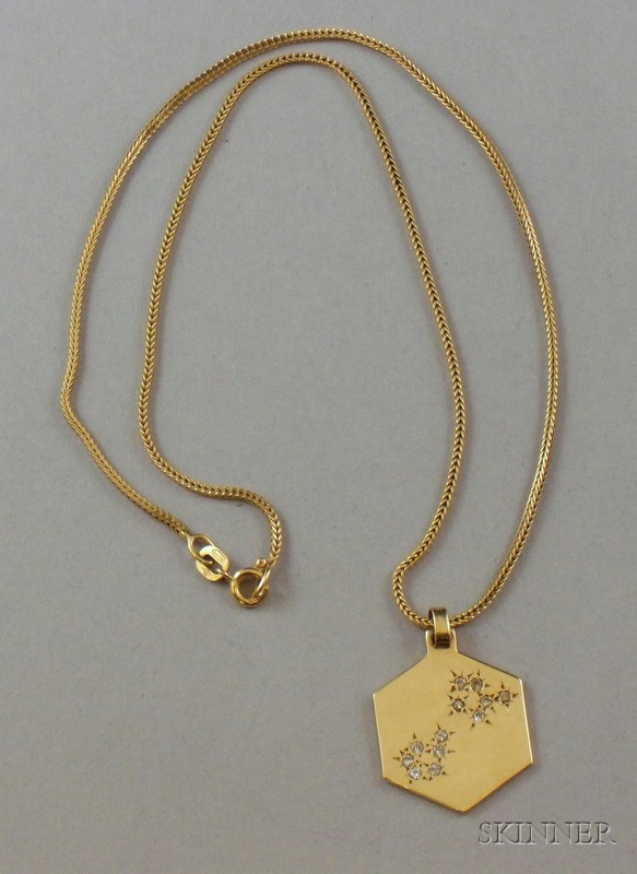 Appraisal: kt Yellow Gold and Diamond Pendant on a kt Gold