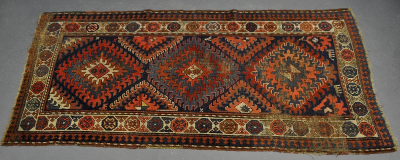 Appraisal: - Kazak antique hall runner as found x -