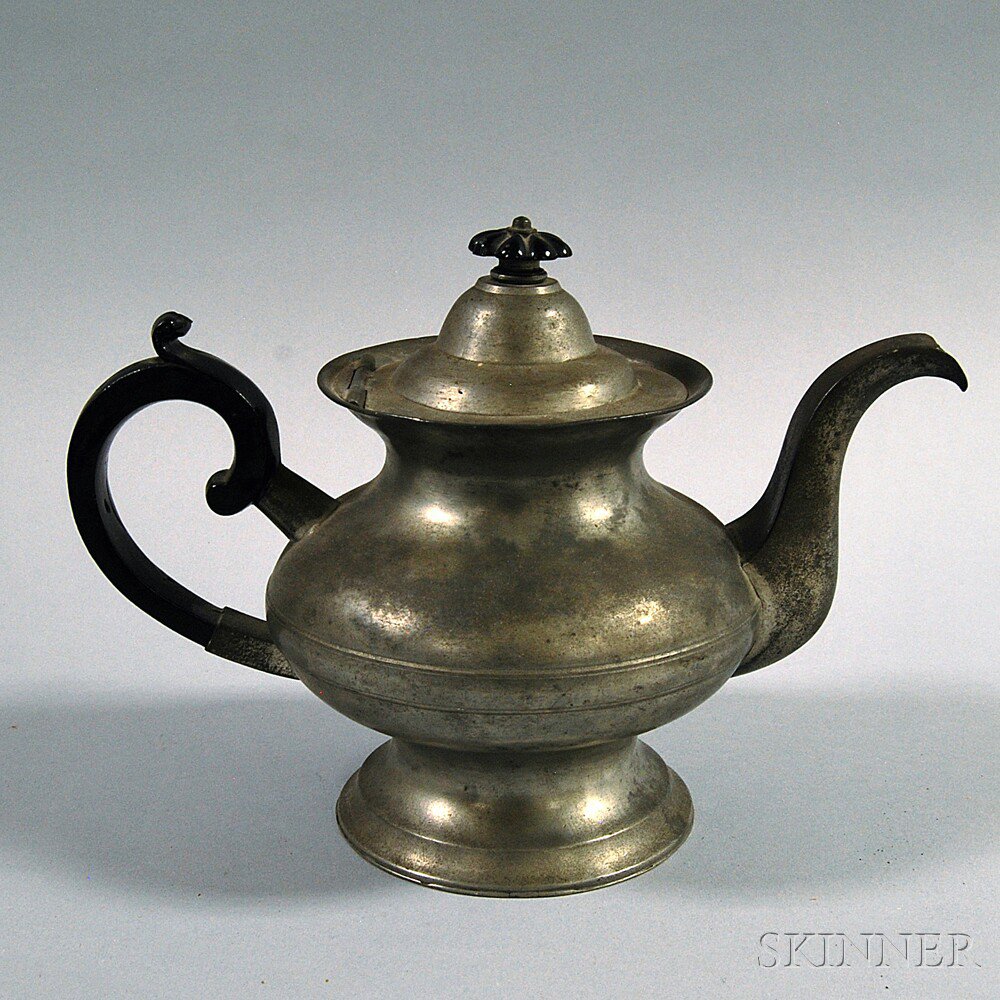 Appraisal: Pewter Teapot Israel Trask Beverly Massachusetts second quarter th century