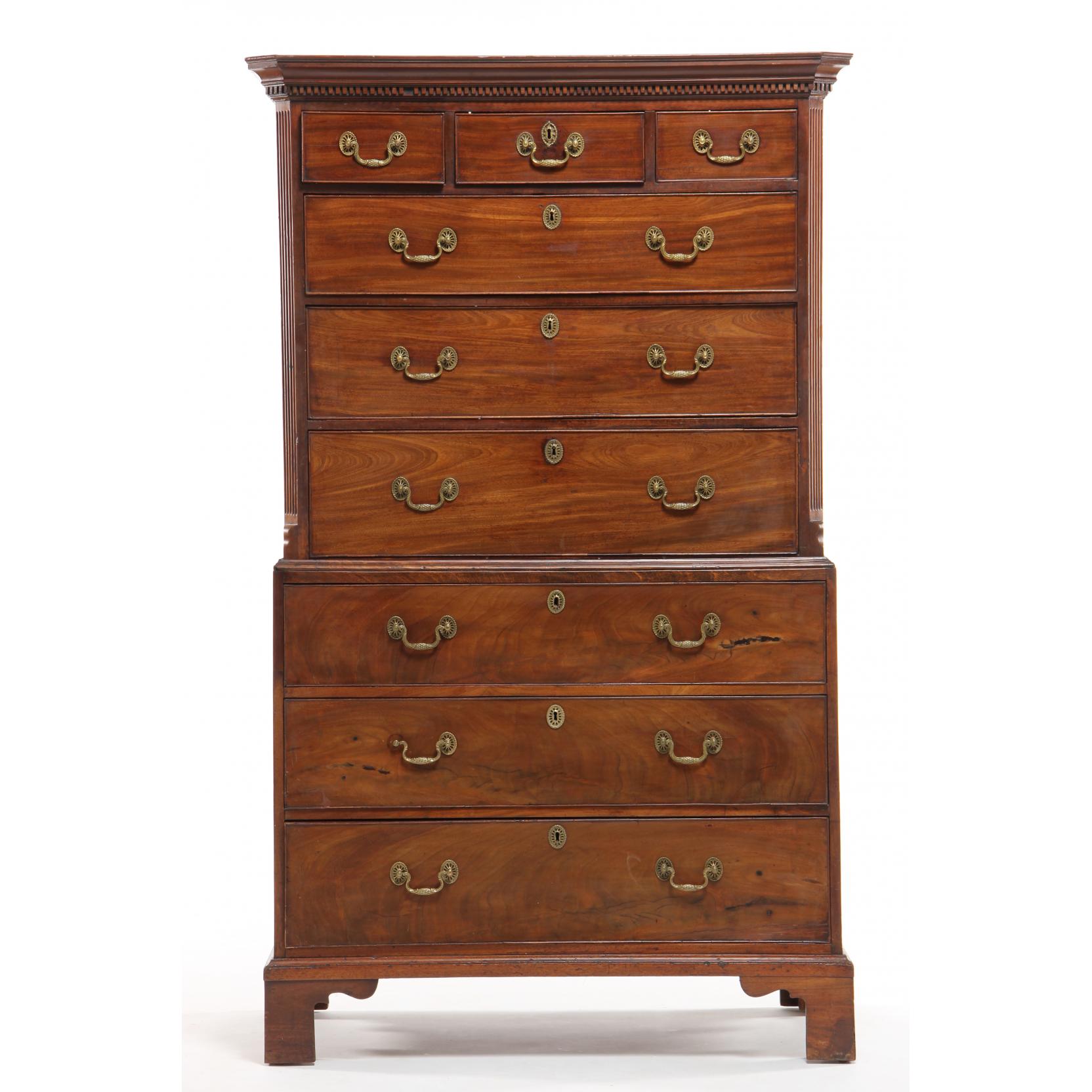 Appraisal: George III Chest on Chest circa mahogany oak and pine