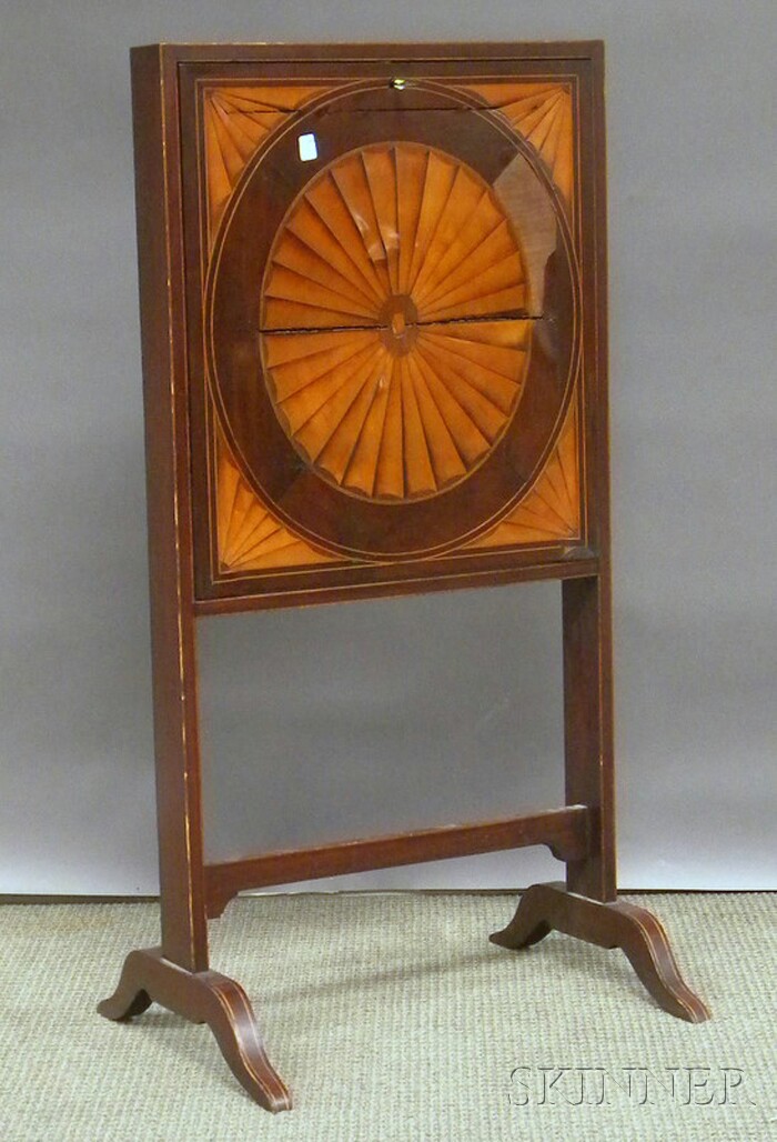 Appraisal: Edwardian Inlaid and Parquetry Veneer Decorated Mahogany Fall-front Writing Desk