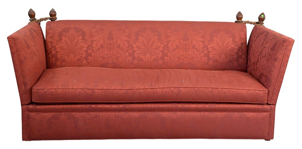 Appraisal: Edward Ferrell Sofa having Knole drop ends in custom red