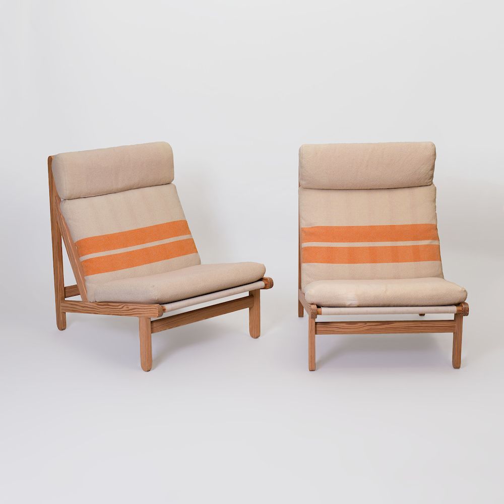 Appraisal: Pair of Bernt Peterson Oregon Pine Rag Lounge Chairs and