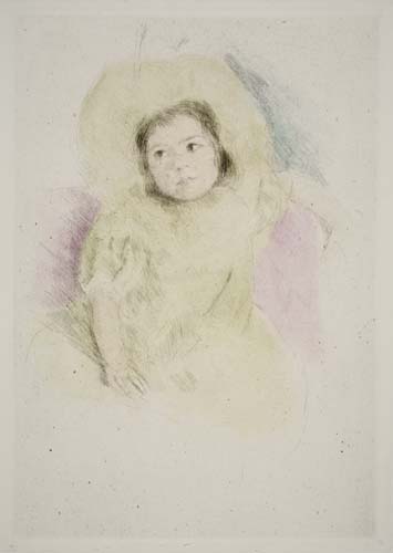 Appraisal: MARY CASSATT Margot Wearing a Bonnet Drypoint with hand coloring