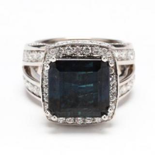 Appraisal: KT White Gold Blue Tourmaline and Diamond Ring prong set