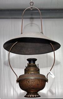 Appraisal: A pair of store lamps both needing glass chimneys one