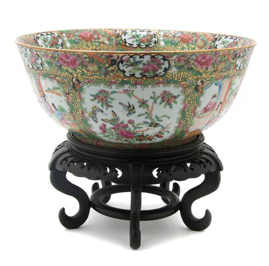 Appraisal: A Chinese Rose Medallion Center Bowl decorated with alternating panels