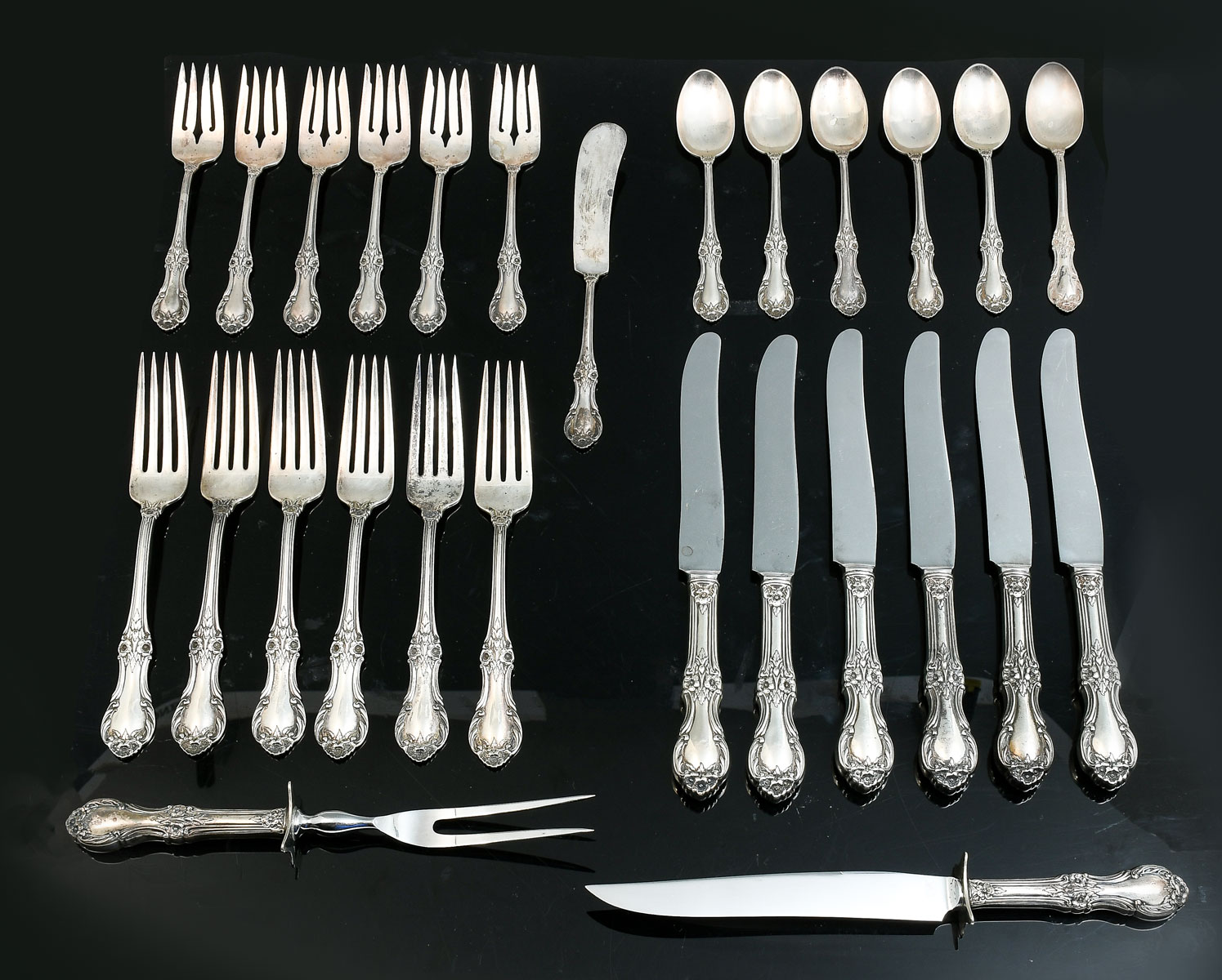 Appraisal: PC INTERNATIONAL ''WILD ROSE'' STERLING FLATWARE Approx Troy ounces Comprising