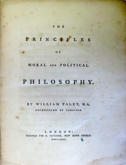 Appraisal: PALEY WILLIAM The Principles of Moral and Political Philosophy vii