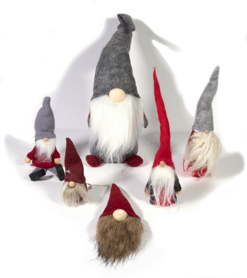 Appraisal: HANDCRAFTED GNOME FIGURES All with Felt Covers faux fur beards