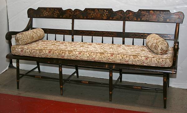 Appraisal: A Federal parcel gilt stencil decorated bench first half th