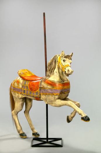 Appraisal: Large Polychromed Composition Replica Carousel Horse mounted to an iron