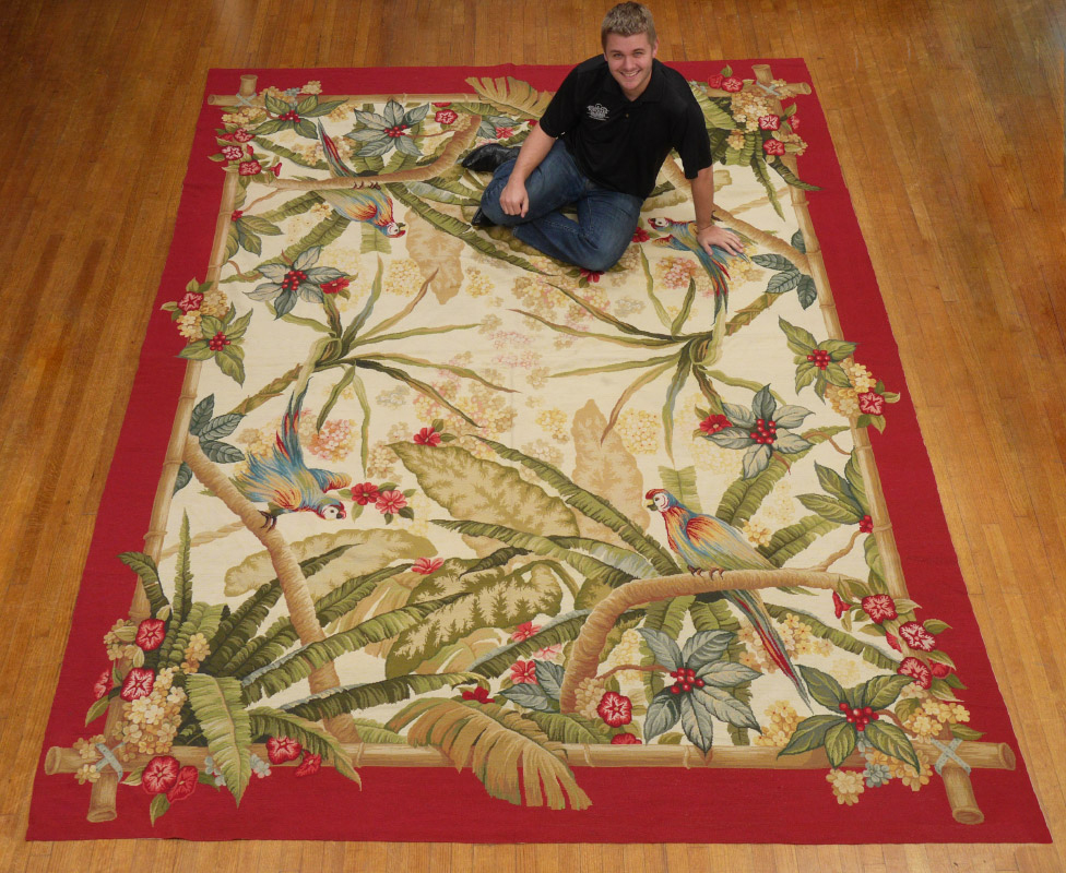 Appraisal: LARGE TROPICAL THEME NEEDLEPOINT RUG ' '' x ' ''