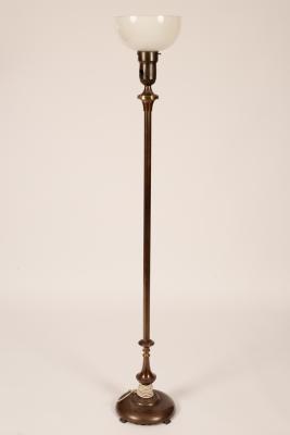 Appraisal: A bronzed metal torchere of Art Deco design with brass