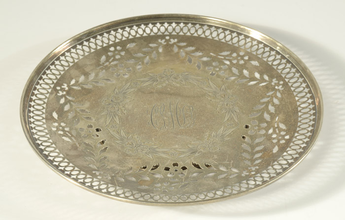 Appraisal: ROGER WILLIAMS STERLING SILVER CAKE PLATE pattern D footed with