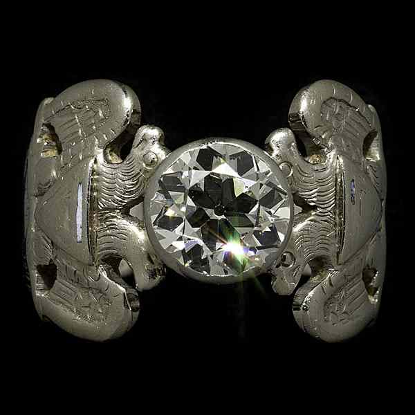 Appraisal: Masonic Diamond Ring A K white gold Masonic-style ring set