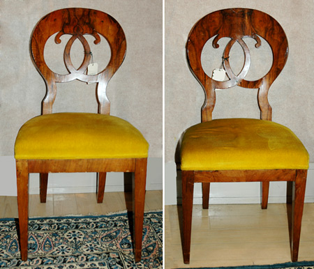 Appraisal: Set of Six Biedermeier Walnut Side Chairs Estimate -