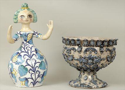 Appraisal: Italian Maiolica Female Figure and Jardini re Modern Figure x