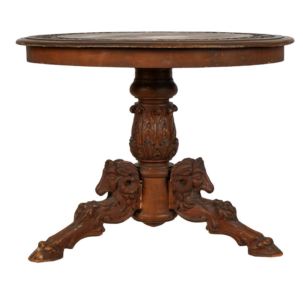 Appraisal: RENAISSANCE REVIVAL CARVED WALNUT CENTER TABLEcirca Provenance The Estate of