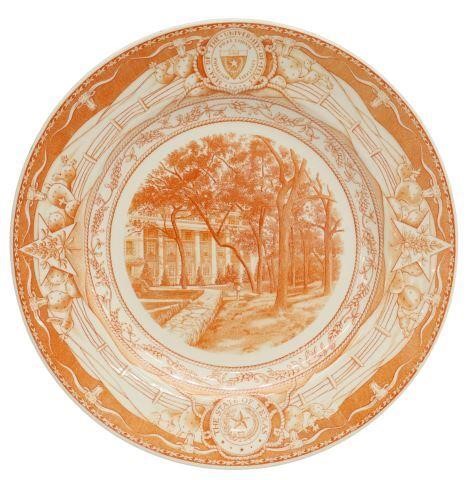 Appraisal: Wedgwood commemorative University of Texas plate burnt orange on a