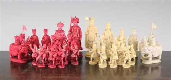 Appraisal: An early th century Chinese red stained and carved ivory