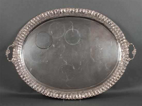 Appraisal: Continental cast and chased silver service tray unidentified German early