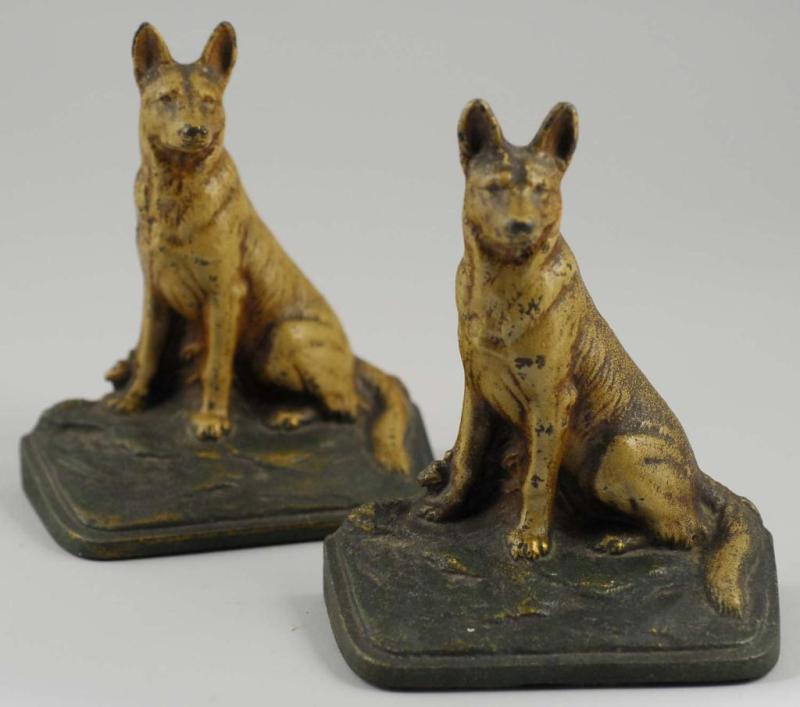 Appraisal: Cast Iron German Shepherd Dog Bookends Condition Excelllent Size -