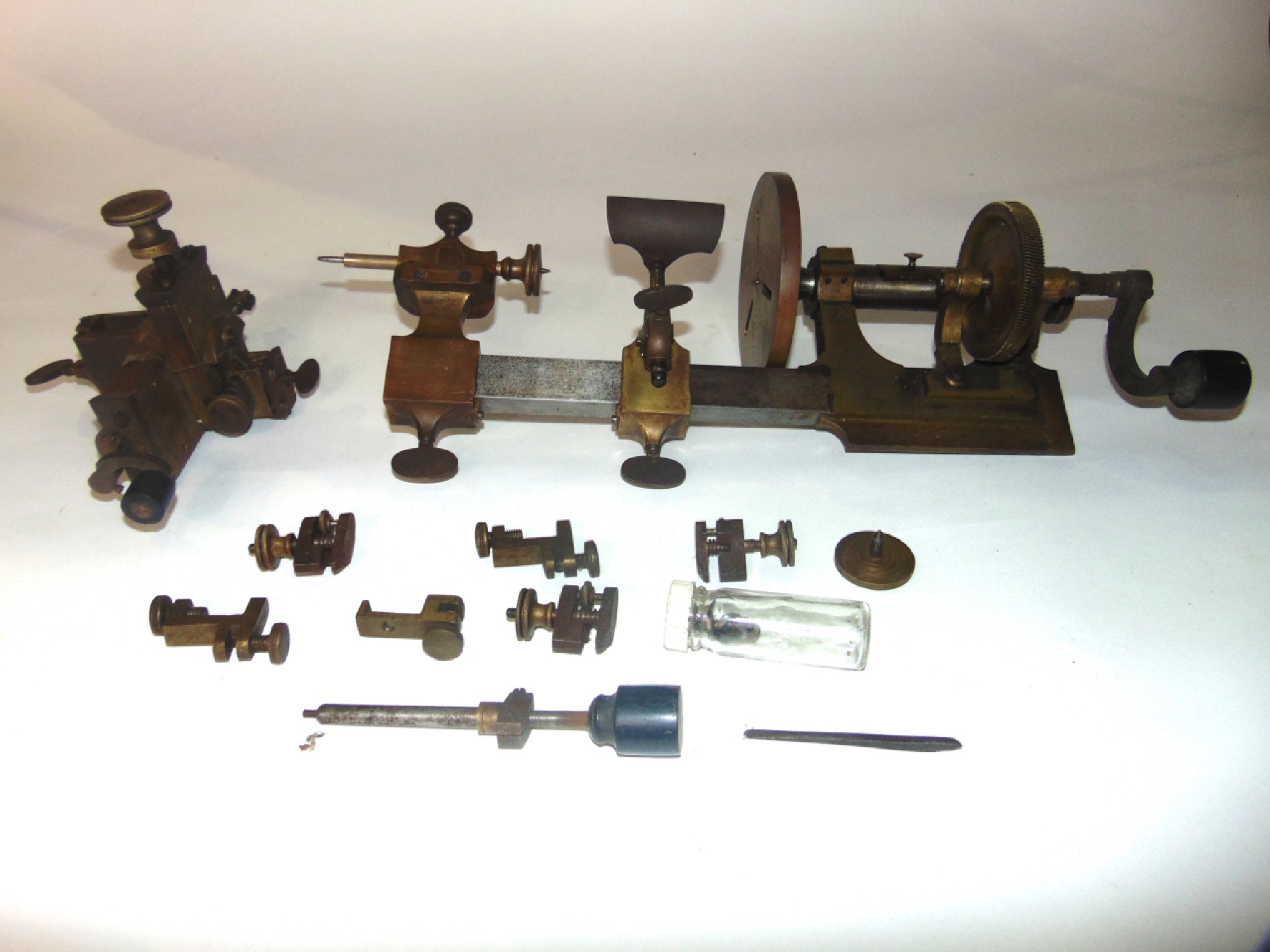 Appraisal: A Victorian watch makers lathe with various accessories